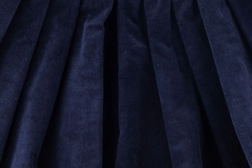 Arisa Navy Corduroy Pleated Skirt
