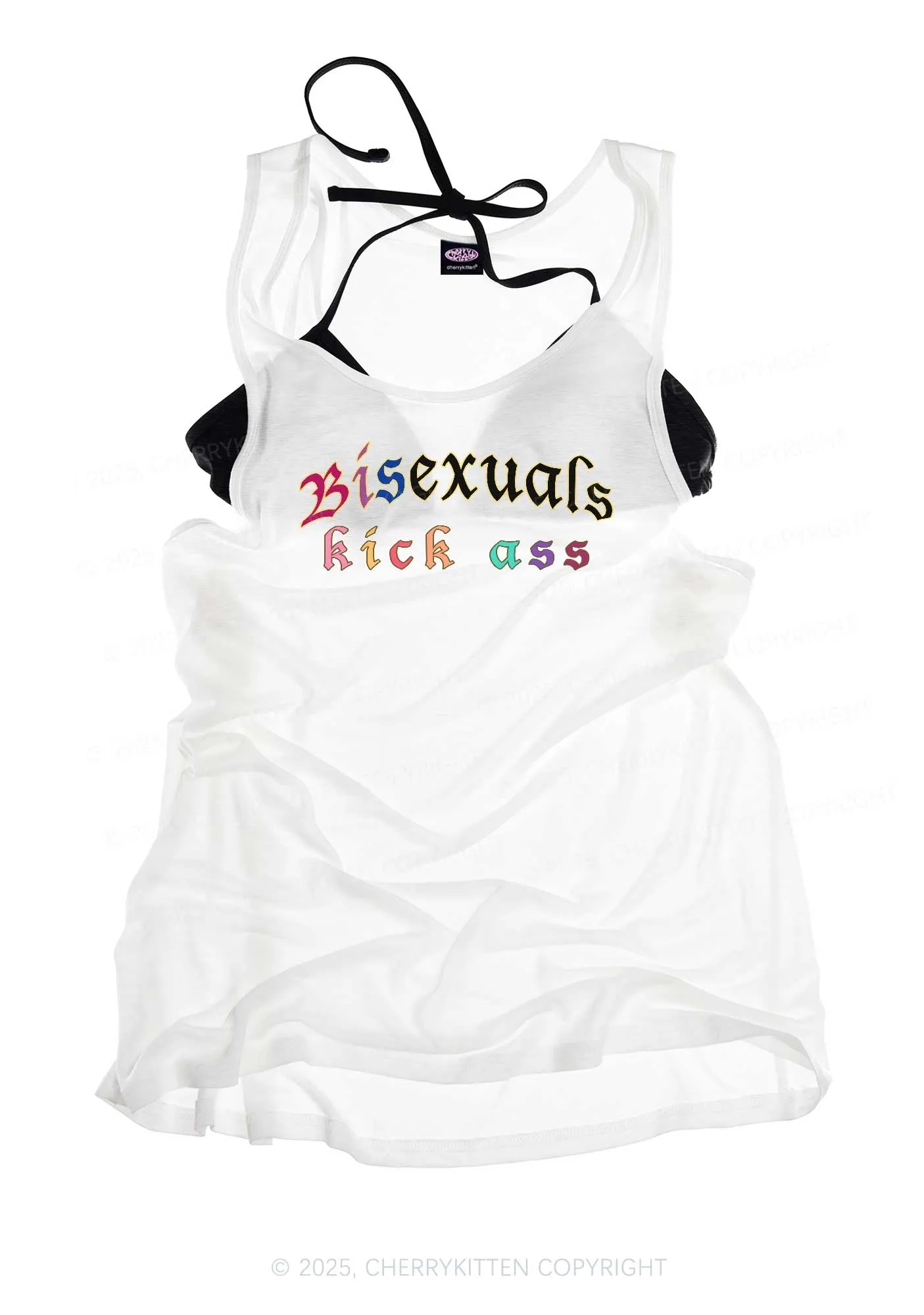 Bisexuals Kick Axx Pride Y2K Sheer Boyfriend Tank Cherrykitten
