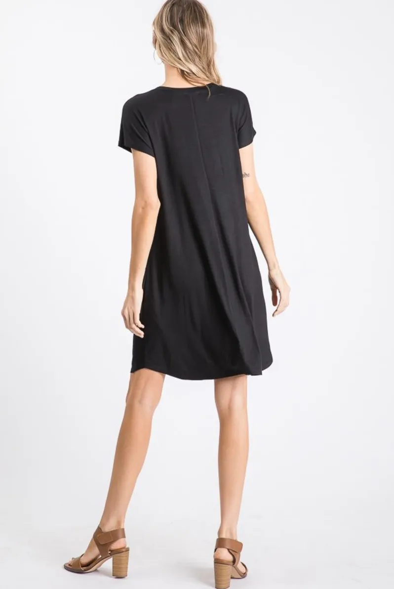 Black T-Shirt Dress with Pockets