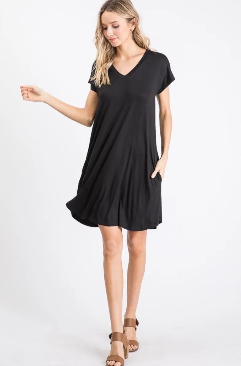 Black T-Shirt Dress with Pockets