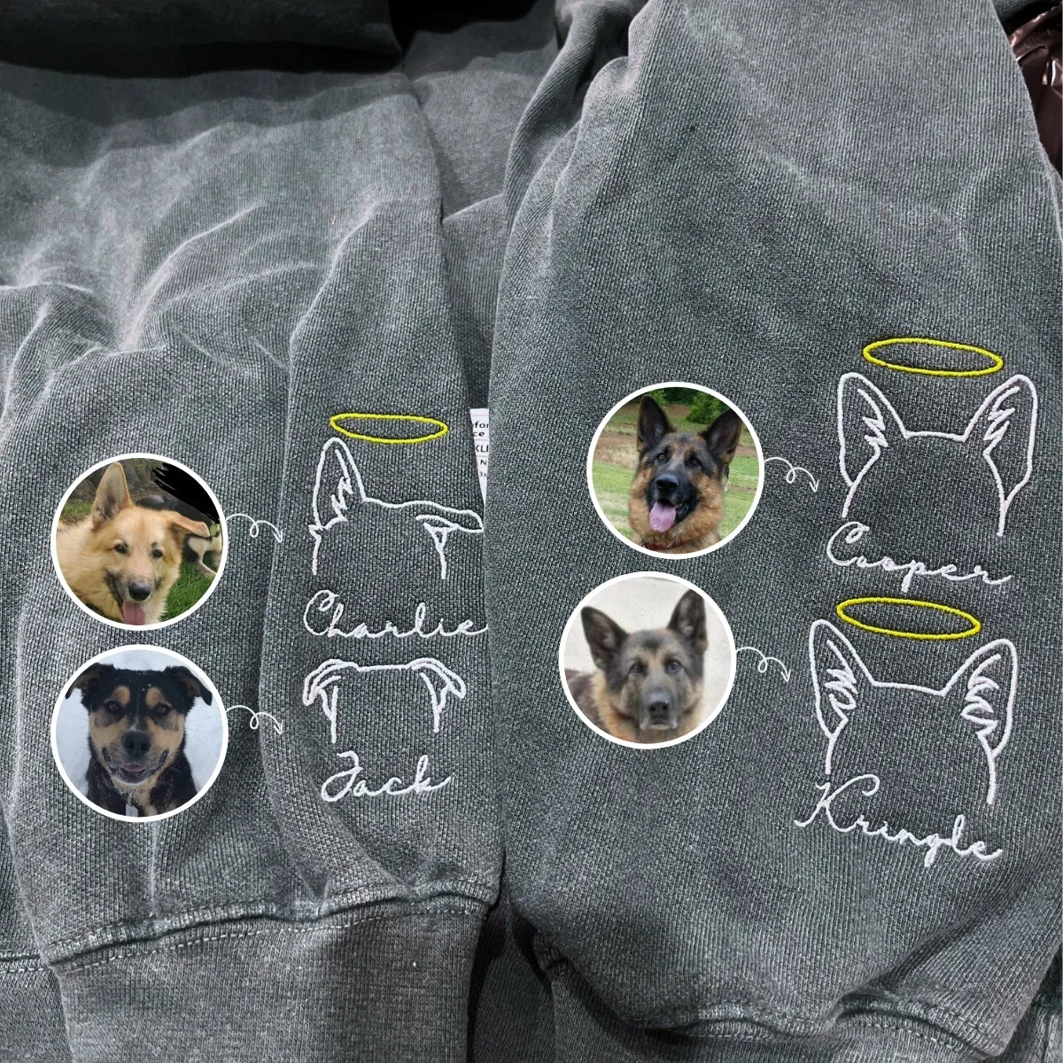 Custom Dog Ear Sweatshirt, Hoodie Embroidered Your Photo, Dog Name
