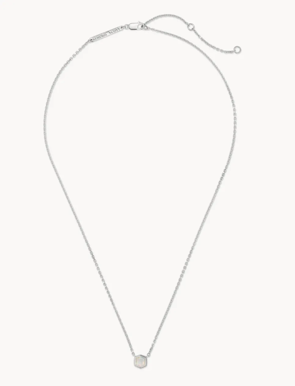 Davie Necklace in Sterling Silver Necklace in White Opal | October