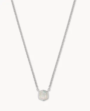 Davie Necklace in Sterling Silver Necklace in White Opal | October