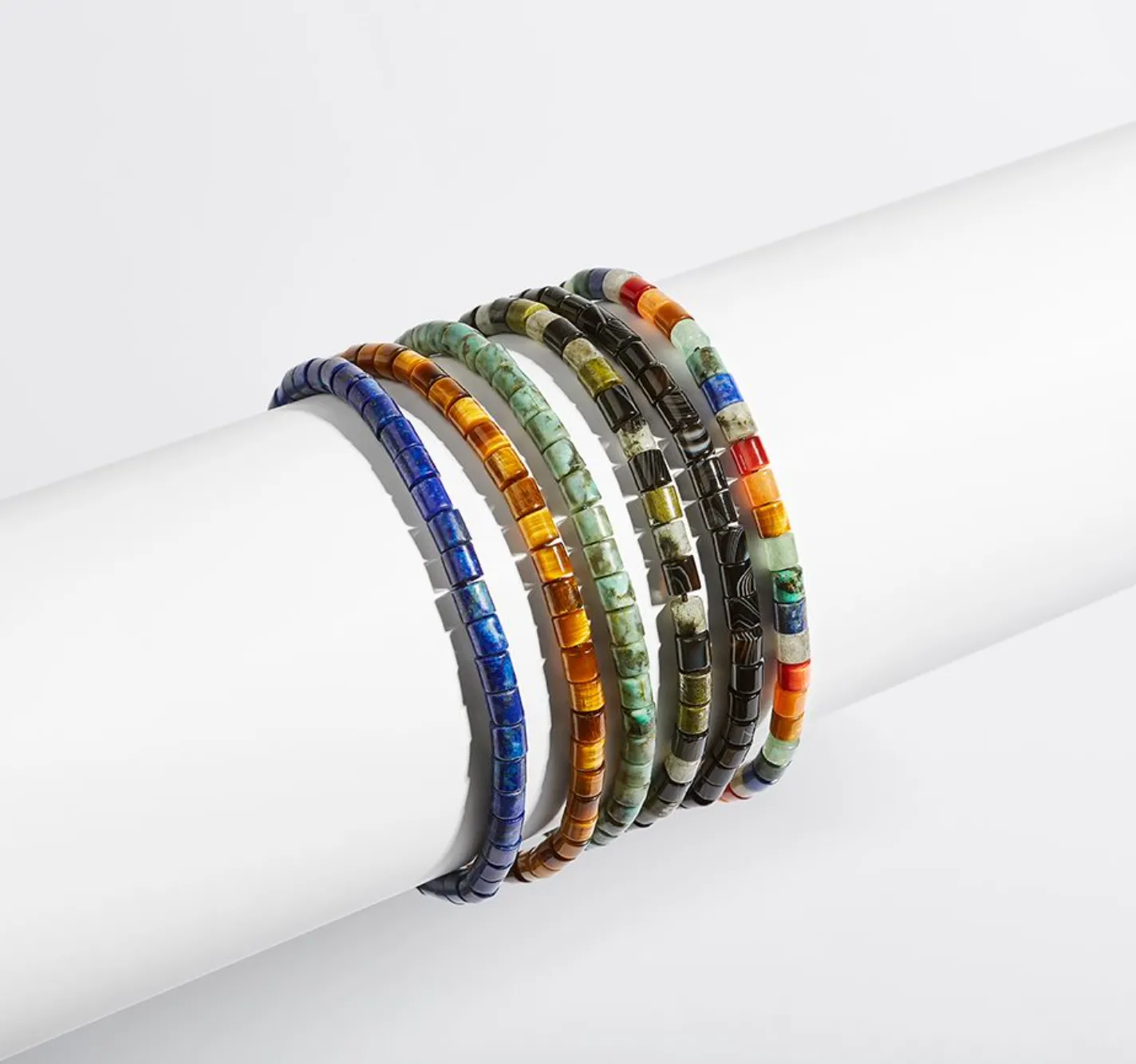 Grey Beaded Bracelet in Brown Tigers Eye