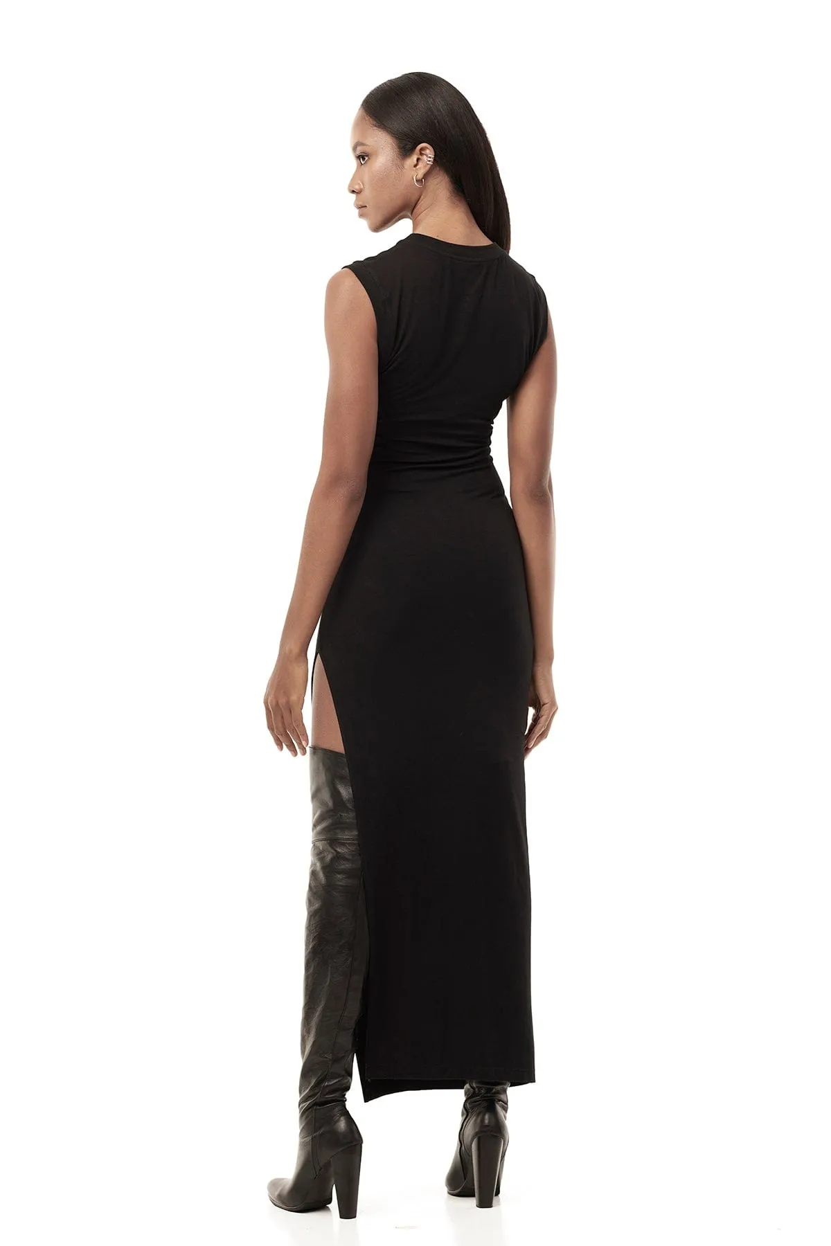JERSEY T-SHIRT DRESS IN BLACK