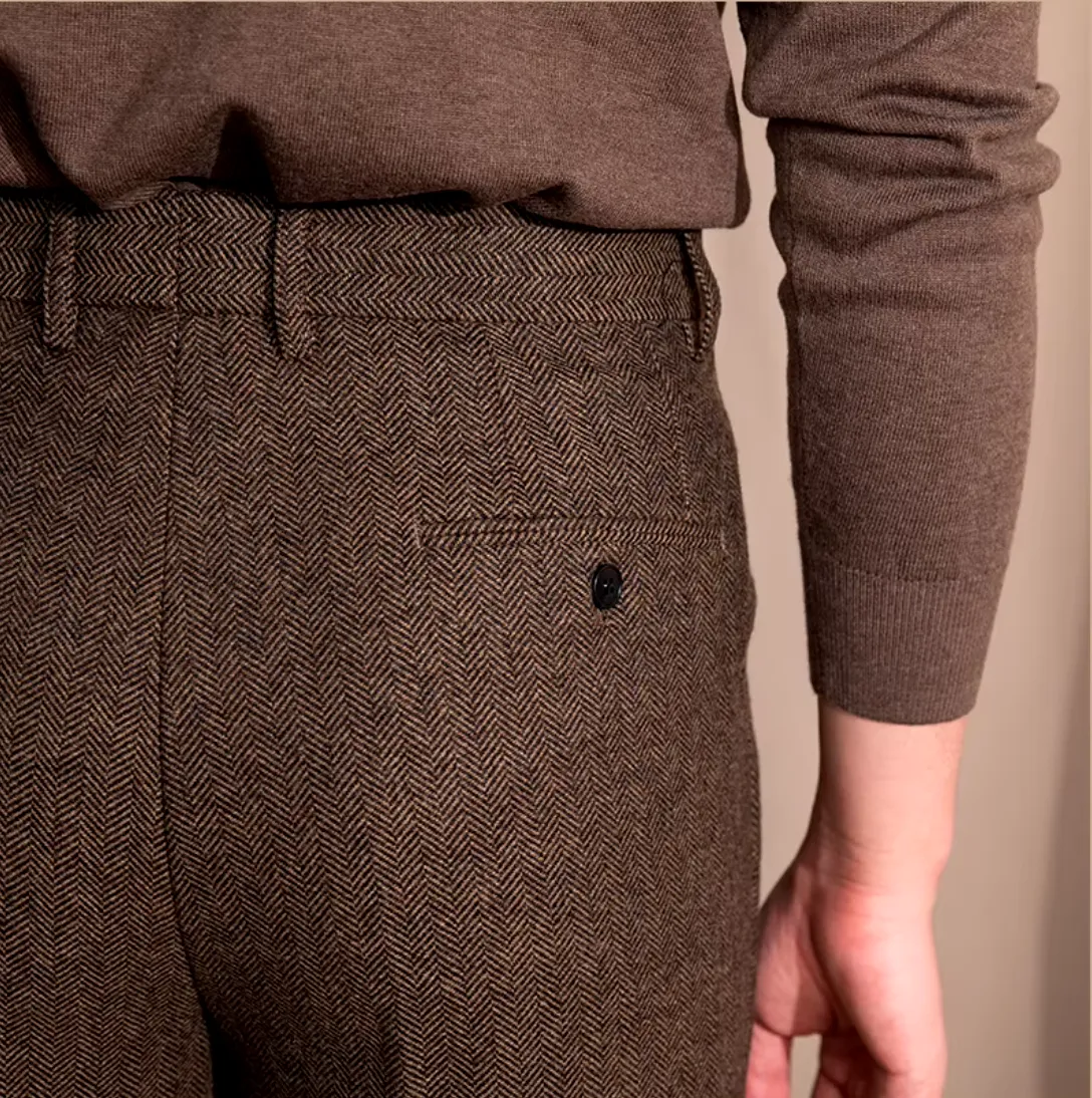 Khakhi Elegant Wool Gurkha Pants by Italian Vega® [Winter Edition]