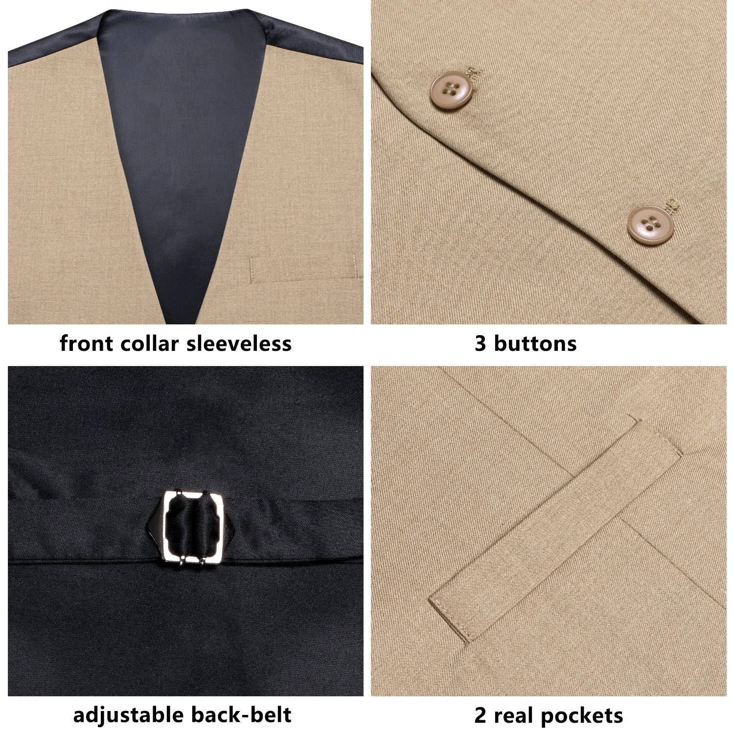 Khaki Cotton Solid Splicing Jacquard Men's Vest