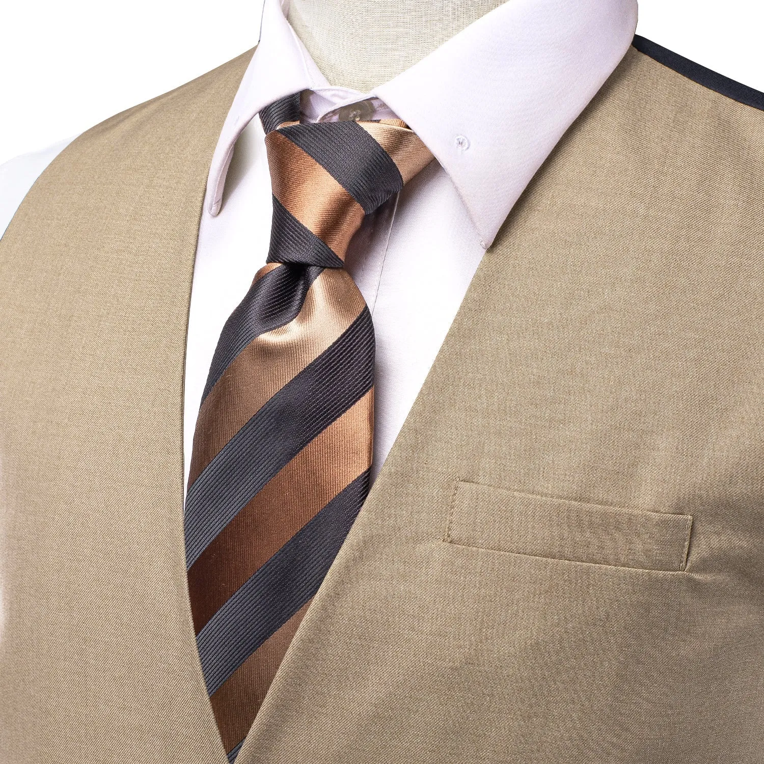 Khaki Cotton Solid Splicing Jacquard Men's Vest