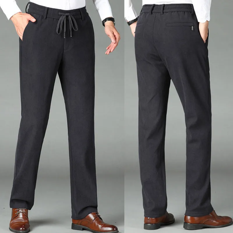 Leuk cadeau! Heren verdikte elastische taille corduroy broek
