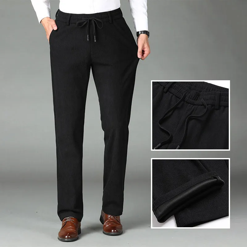Leuk cadeau! Heren verdikte elastische taille corduroy broek