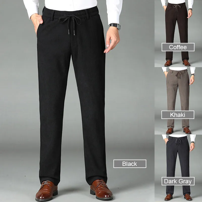 Leuk cadeau! Heren verdikte elastische taille corduroy broek