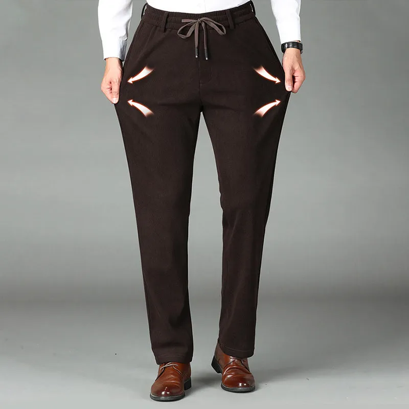 Leuk cadeau! Heren verdikte elastische taille corduroy broek