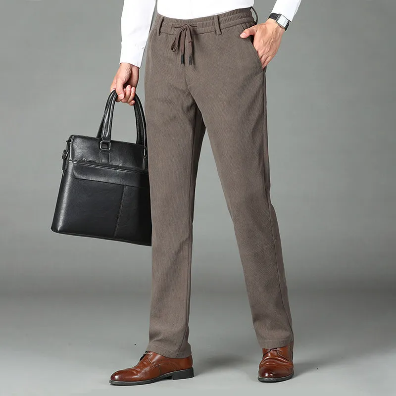 Leuk cadeau! Heren verdikte elastische taille corduroy broek