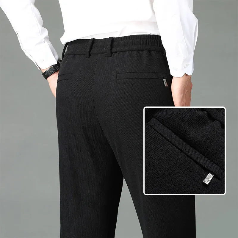 Leuk cadeau! Heren verdikte elastische taille corduroy broek