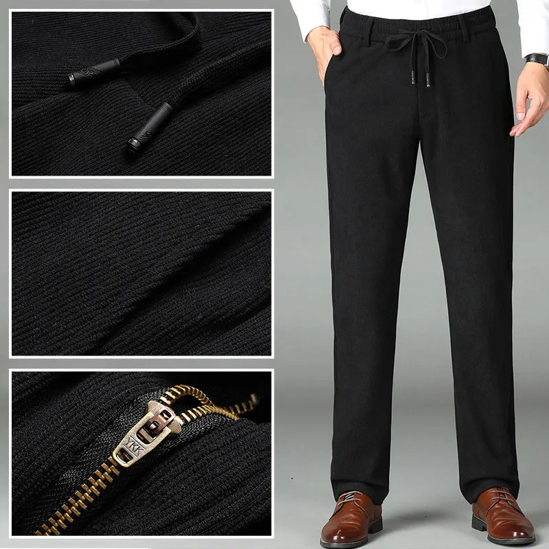 Leuk cadeau! Heren verdikte elastische taille corduroy broek