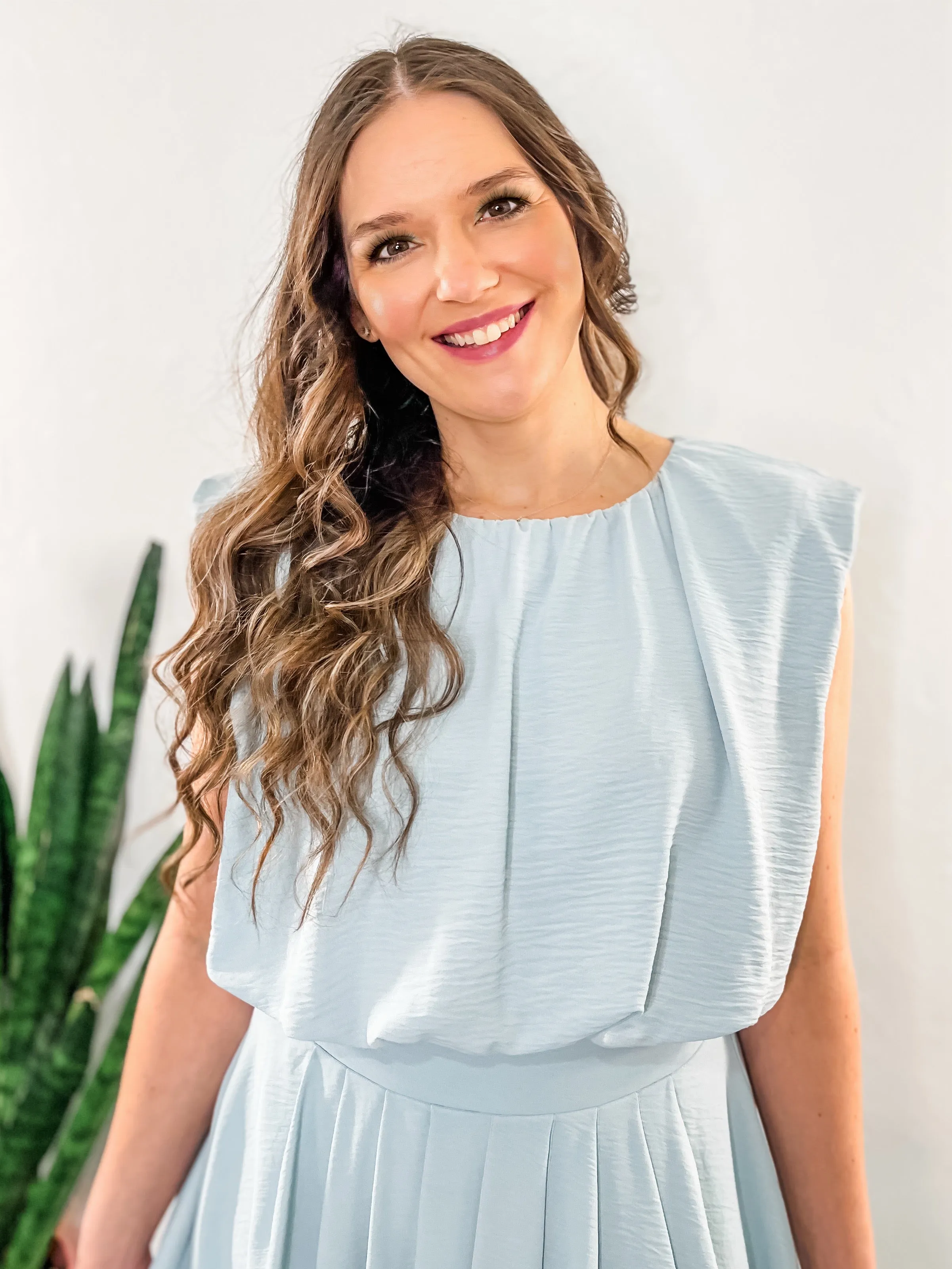 Light Blue Crop Top & Skirt