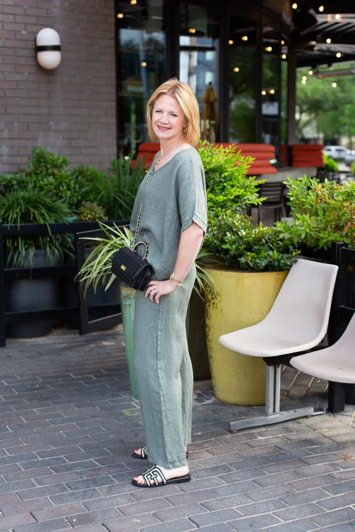Linen Drawstring Mid Rise Pant with Pockets