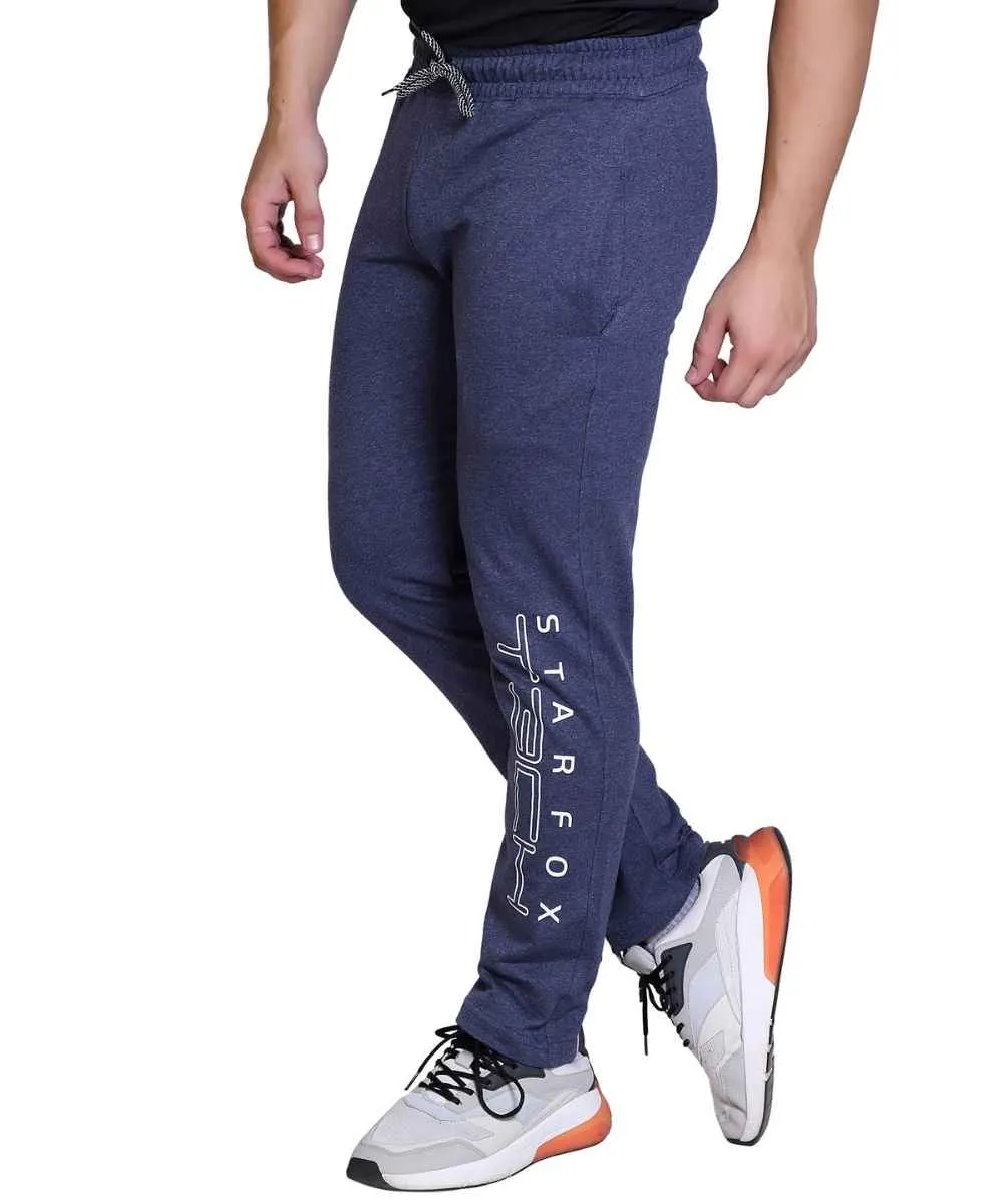 Men's Navy Melange Printed Track Pant