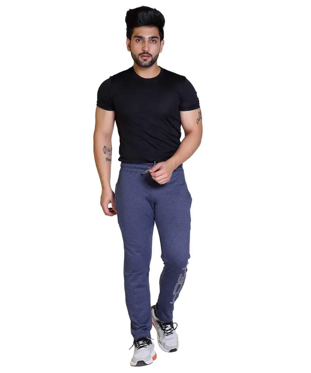 Men's Navy Melange Printed Track Pant