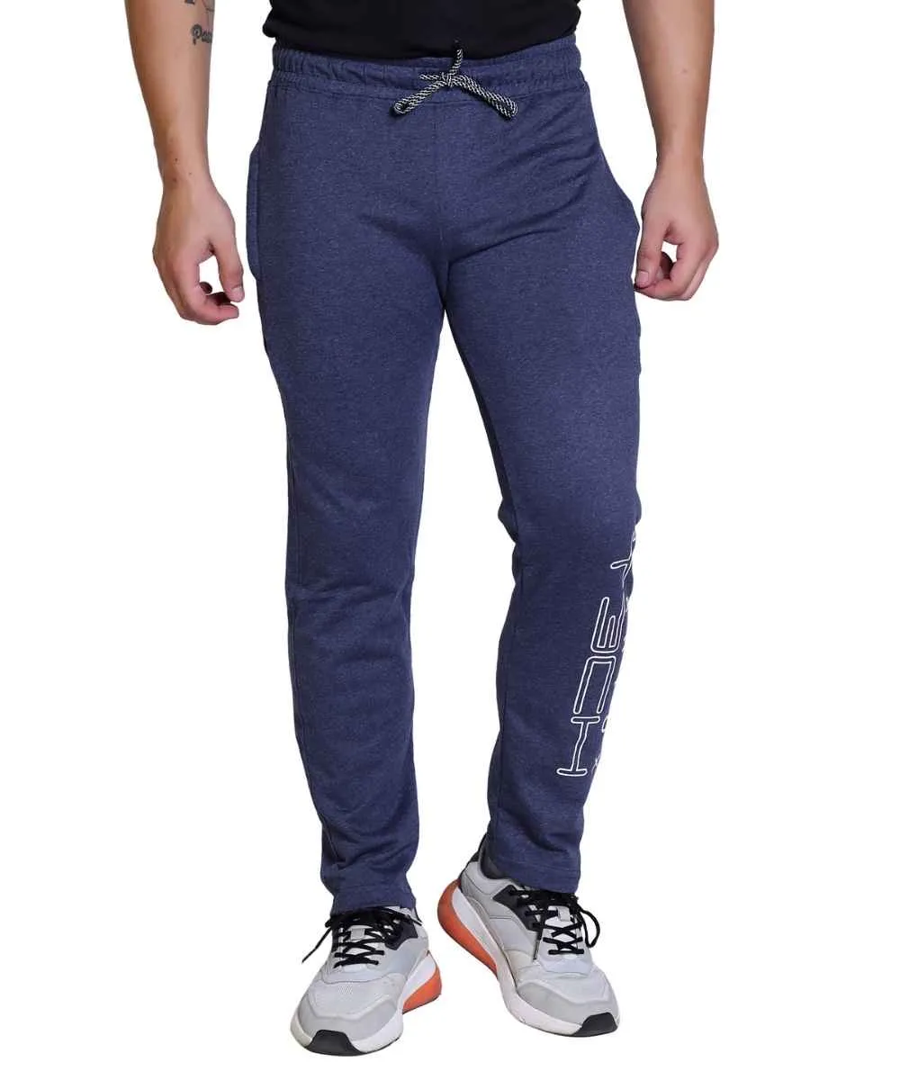 Men's Navy Melange Printed Track Pant