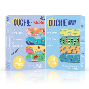 Ouchie x MuSo Non-Toxic Printed Bandages & Adventure Awaits Non-Toxic Printed Bandages Combo Pack (40 Pack) 