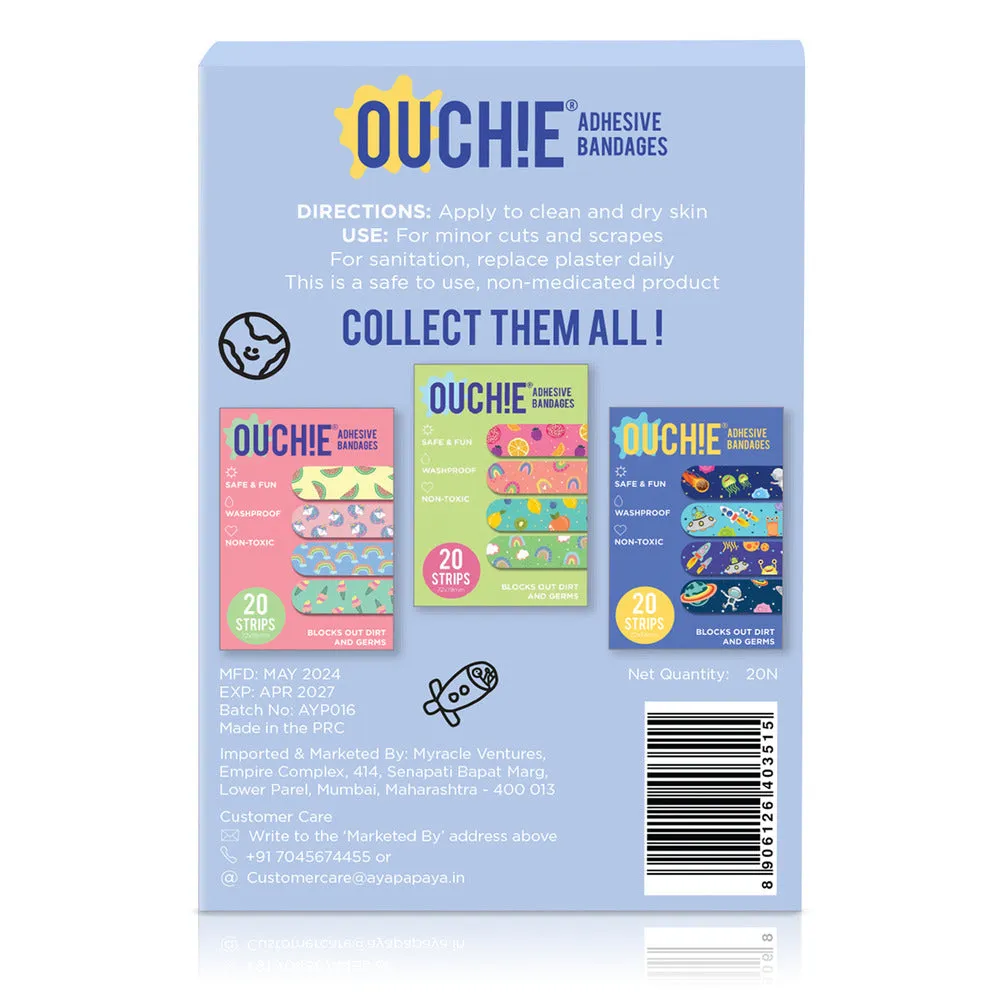 Ouchie x MuSo Non-Toxic Printed Bandages & Tropical Burst Non-Toxic Printed Bandages Combo Pack (40 Pack) 