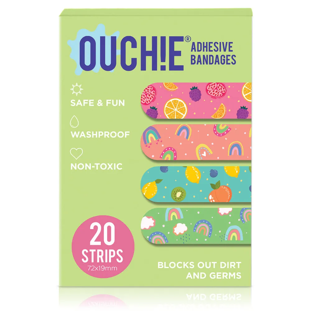 Ouchie x MuSo Non-Toxic Printed Bandages & Tropical Burst Non-Toxic Printed Bandages Combo Pack (40 Pack) 