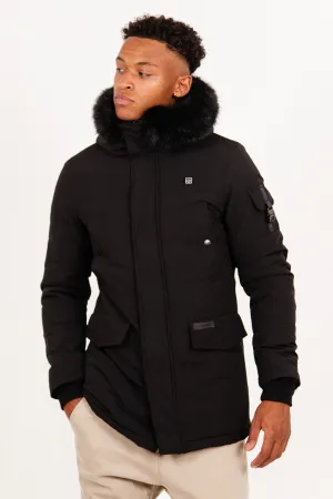 Parka chauffante fourrure noir
