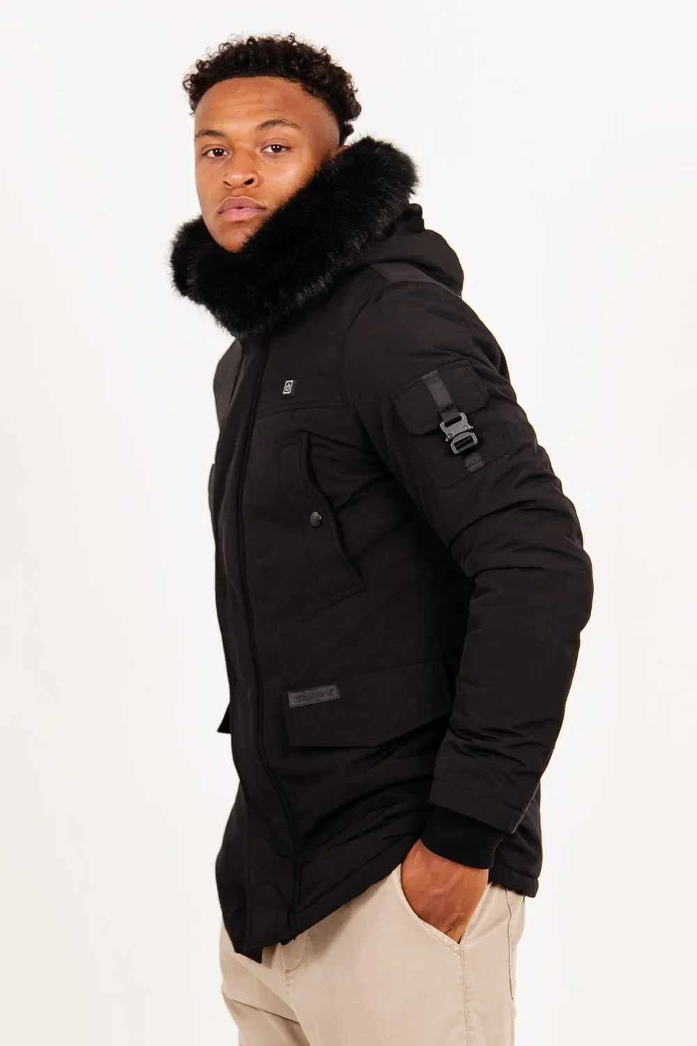 Parka chauffante fourrure noir