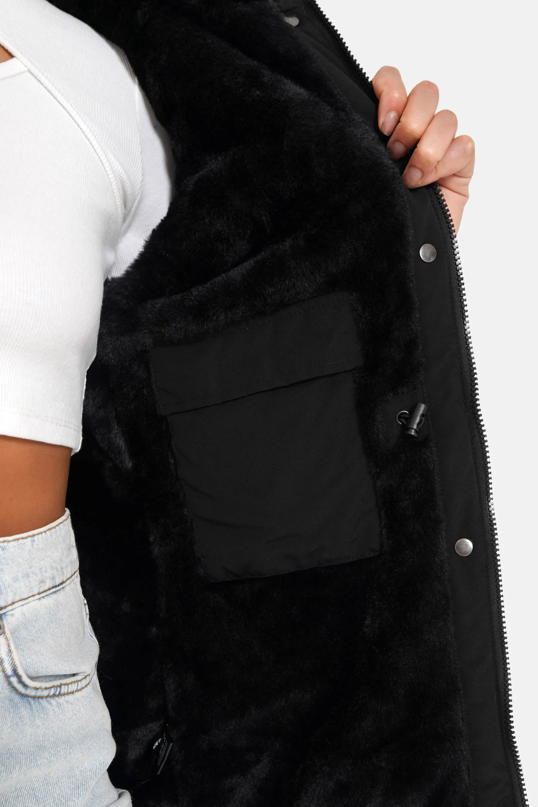 Parka déperlante fourrée Noir