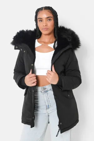 Parka déperlante fourrée Noir