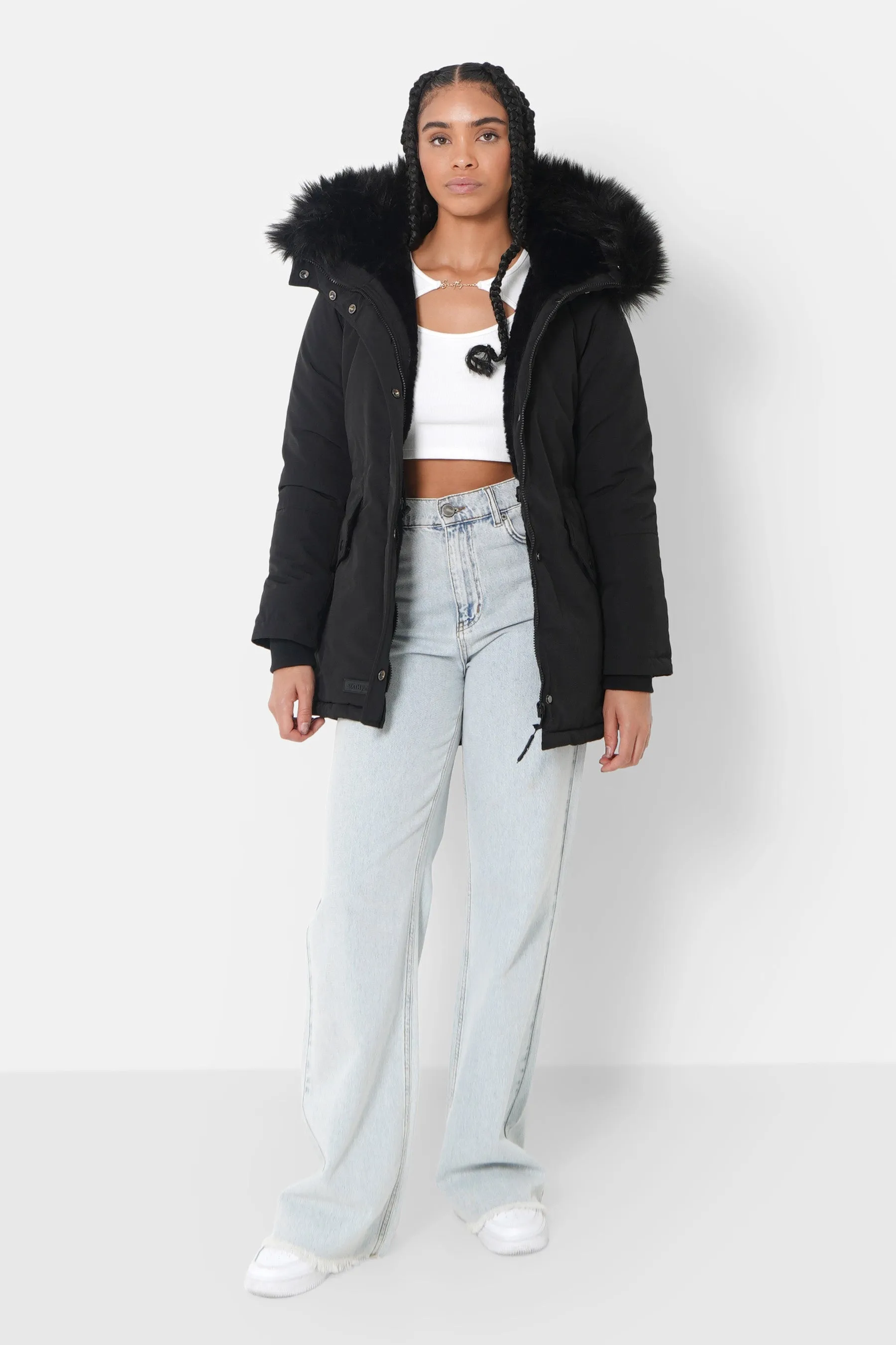 Parka déperlante fourrée Noir