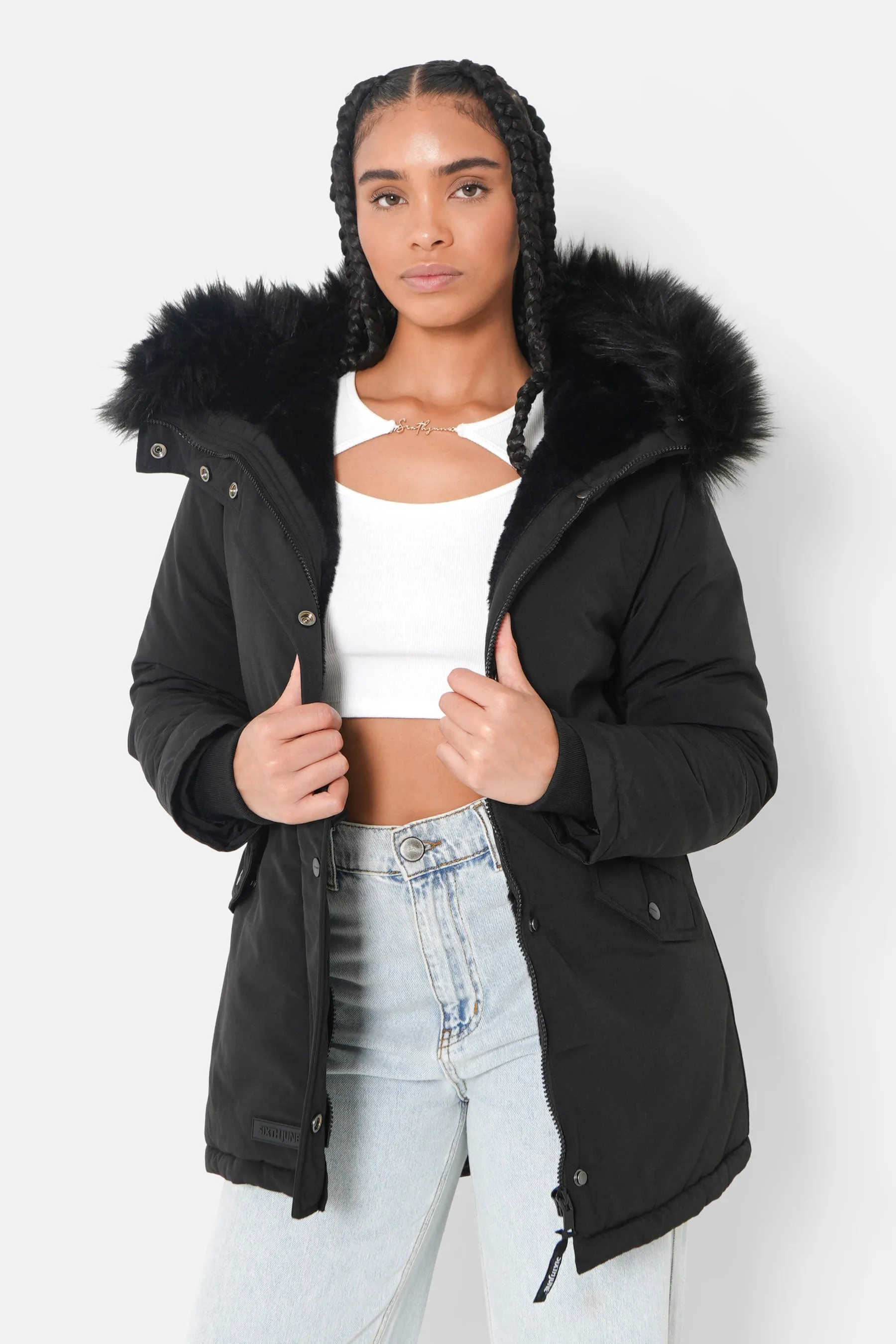 Parka déperlante fourrée Noir