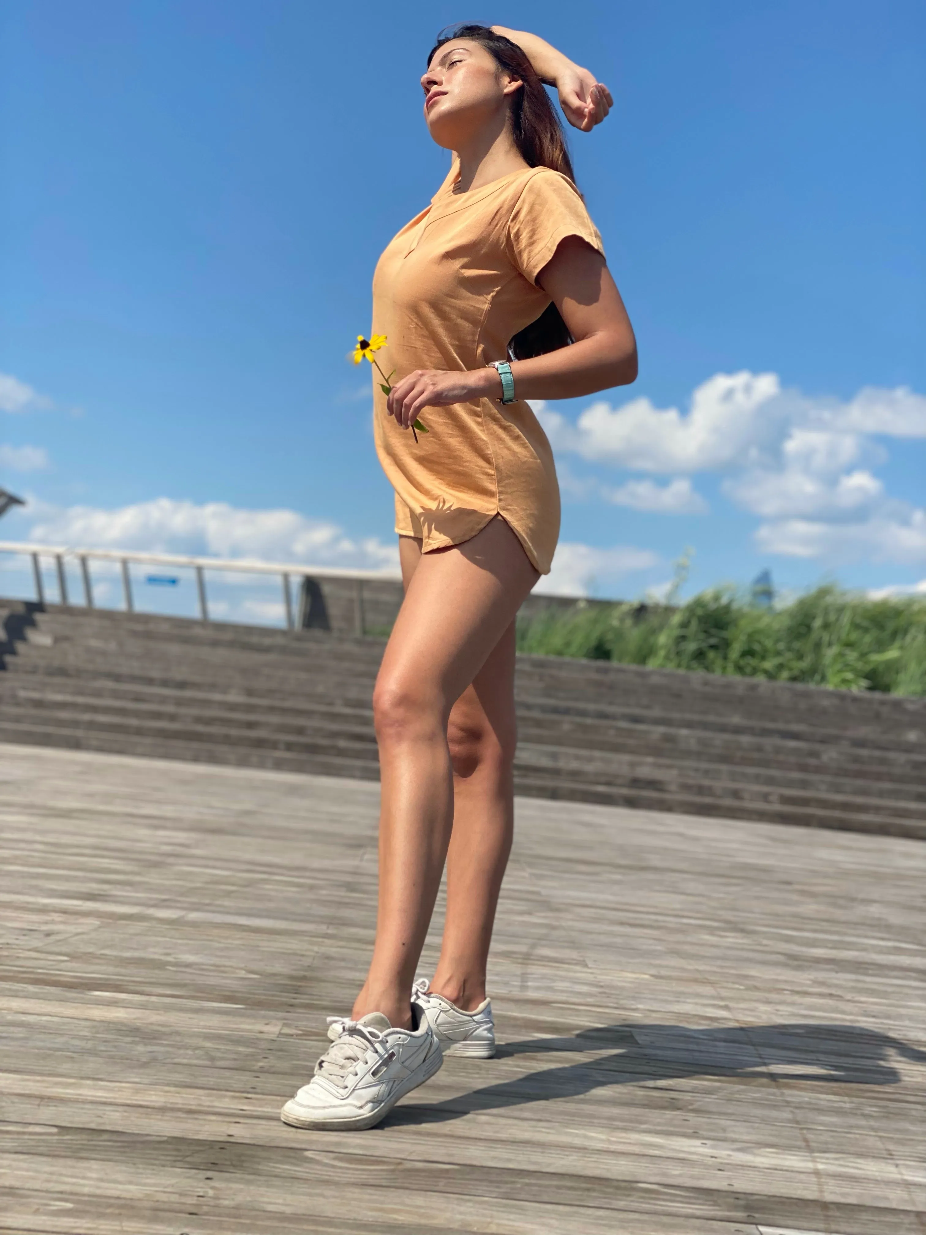 Salamander T-shirt Dress in Camel