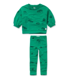 SPROET & SPROUT FERN GREEN SKI PRINT LOOSE SWEATSHIRT LEGGING SET