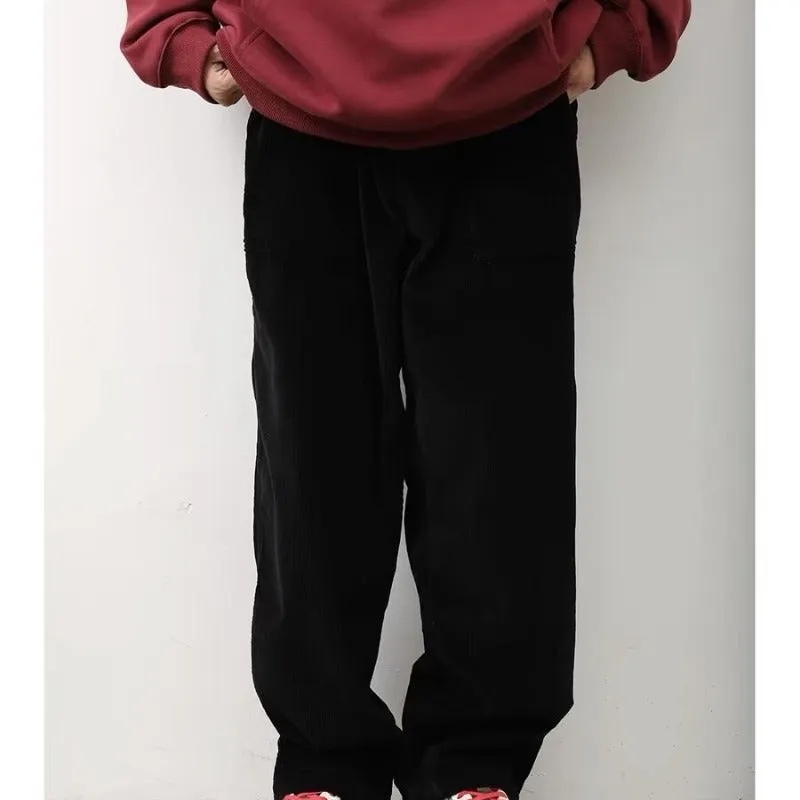 Toleet boy outfits Fall men's Street Style Autumn and Winter Japanese Retro Corduroy Casual Pants Men's and Women's Wide-Leg Neutral Loose Workwear All-Match Long Pants
