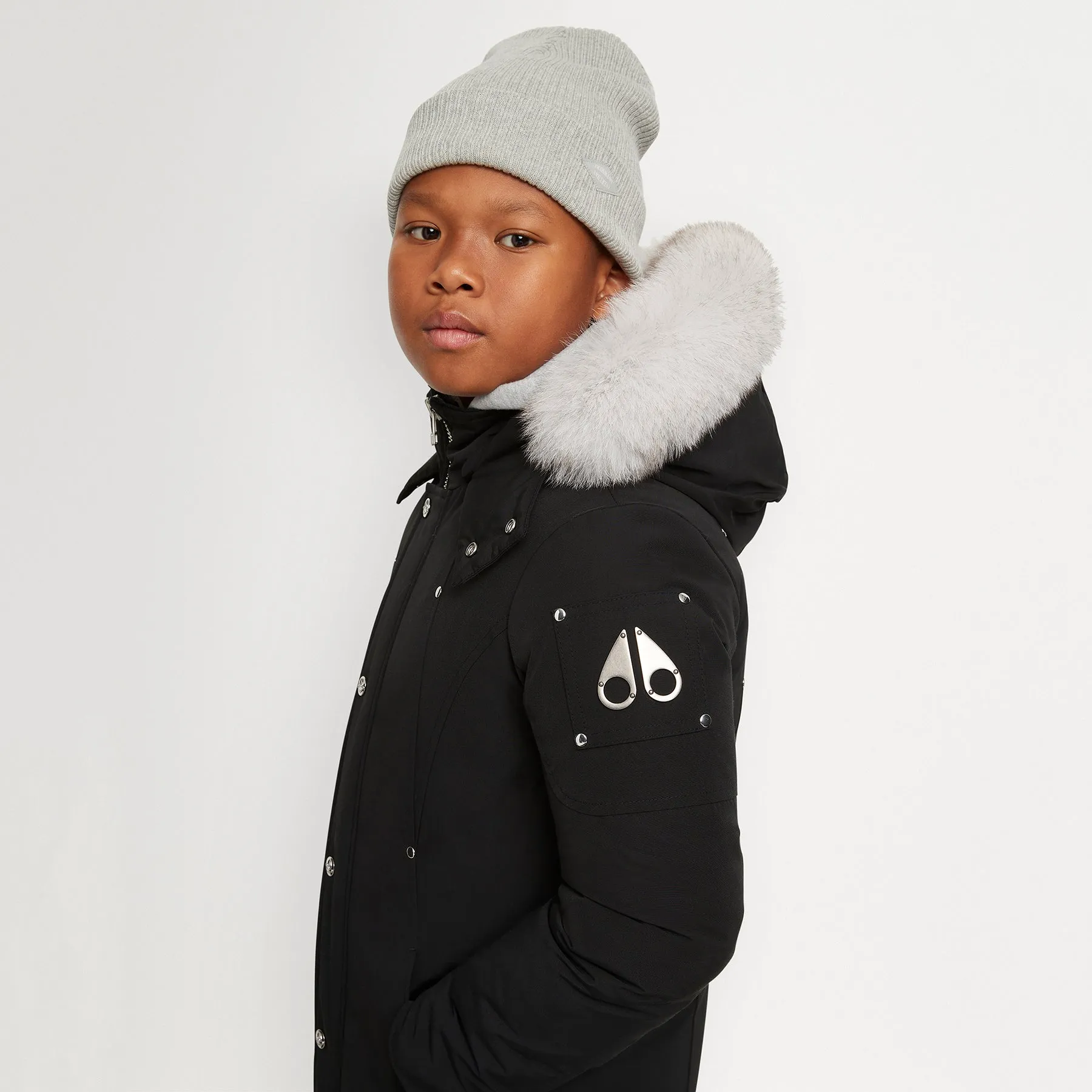 Unisex Parka with Shearling Hood - Black / Natural