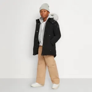 Unisex Parka with Shearling Hood - Black / Natural