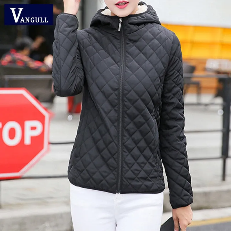 Women's Hooded Jacket Casual Basic Warm Velvet Lamb Parka Coat  Autumn Winter New Solid Light Soft Outerwear