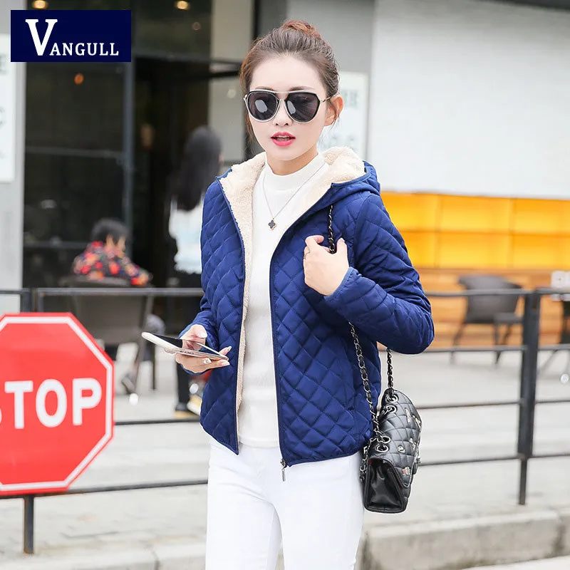 Women's Hooded Jacket Casual Basic Warm Velvet Lamb Parka Coat  Autumn Winter New Solid Light Soft Outerwear