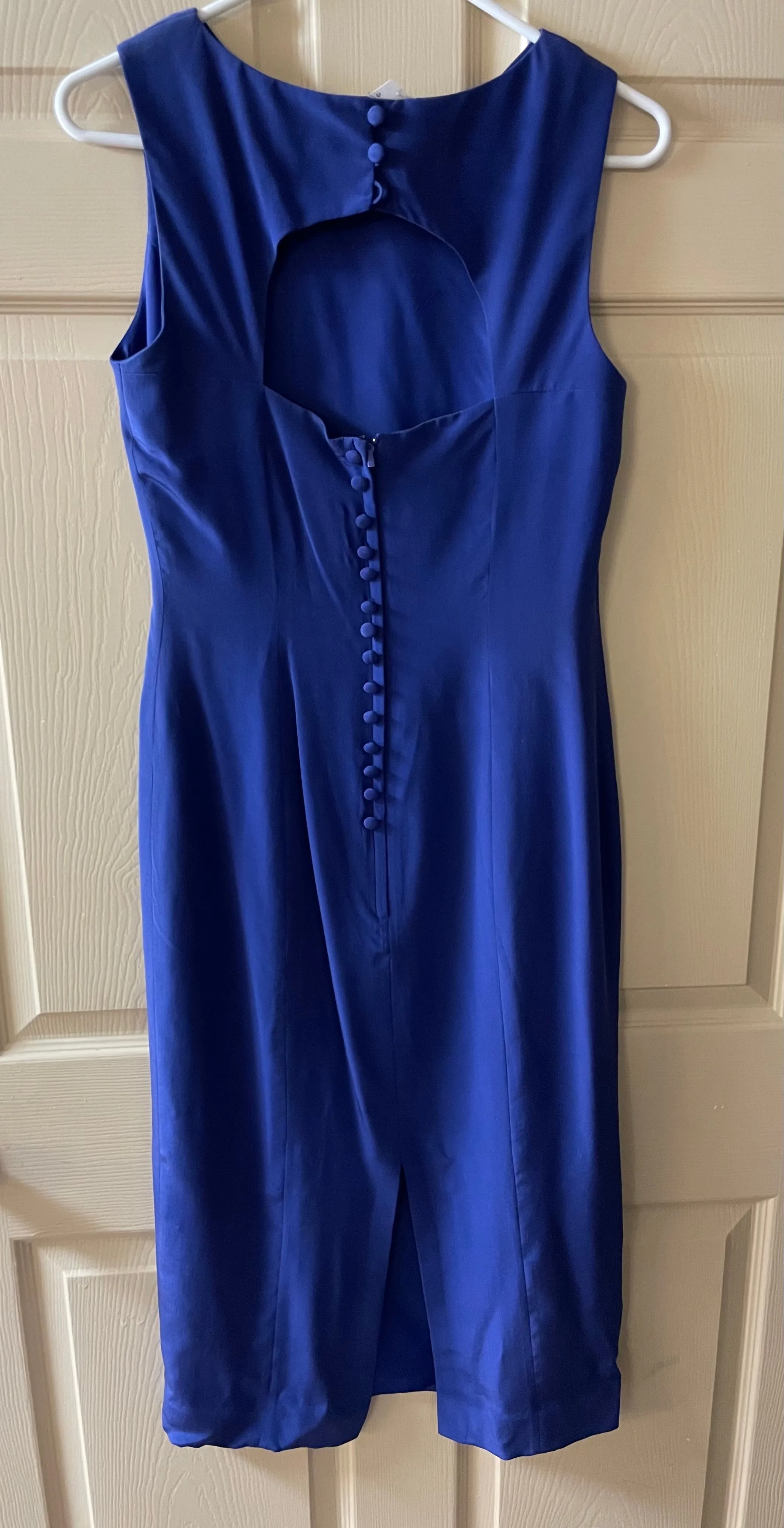 Womens MAGGY LONDON Blue Silk Lined Aline Dress Sleeveless Open Back Sz 6